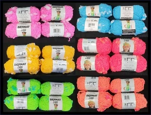 4 Balls of Bernat Zapp 50g Yarn (200g) - Blue, Green, Pink, Yellow, Peach - Picture 1 of 27