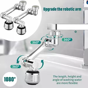 Paquete de 2 extensores de grifo de brazo robótico giratorio universal 1080° - Imagen 1 de 13