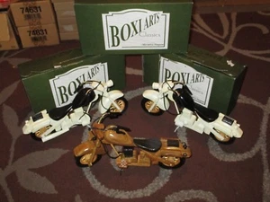 Lot of 3 BOXI Arts Classics Handcrafted Wood Motorcycle Models Harley Davidson - Picture 1 of 11