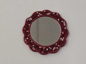 Vintage Ladies Beaded Pocket Vanity Mirror. Unbranded. Good Condition - Picture 1 of 3