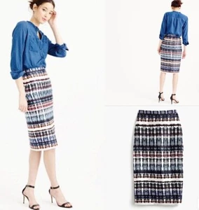 J.CREW COLLECTION Taglia 4 Gonna Midi a matita in seta stampa tie-dye Stile E8799 - Foto 1 di 9