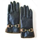 NWOT Black Faux Leather Gloves, Size XSmall (6) Plush Sherpa Style Lining Buckle