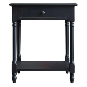 French Provincial Country Bedside Lamp Table Nightstand in Black - Picture 1 of 8