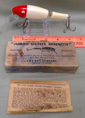 L & S Bait Co (Bradley) Jumbo Shiner Minnow, #J345 in Correct Box, Ex, C. 1948 - Image 1 of 4