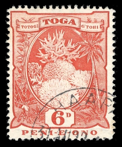 Tonga 1897 6d red (Watermark upright) very fine used. SG 47 Cover