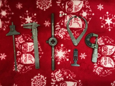 Lote de trabajo de herramientas de ingeniería mecánica antiguas de colección, artículos raros Foto 1 de 4