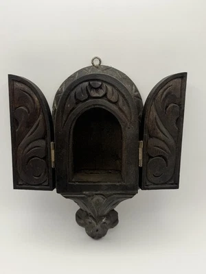 Antiguo colgante religioso mexicano de madera de 1800 'Retablo'  Foto 1 de 3