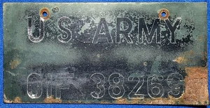 RARA Placa de Licencia Militar Ejército de Estados Unidos 01F 38269 MUY RESTAURABLE - Imagen 1 de 2