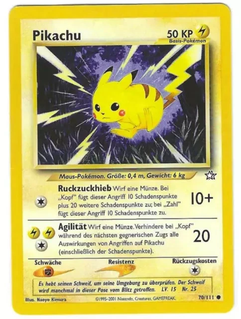 Pokemon Pikachu Neo Genesis NG 70/111 Common DE Near Mint - Bild 1 von 1