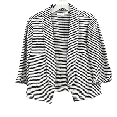 LOFT 100% linen Black and gray Striped Blazer, women's size 0 - Image 1 of 4