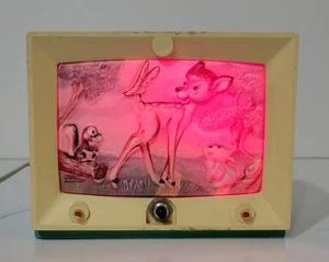 Walt Disney Hankscraft Music Box Night Light Bambi VTG Wind Up TV Set READ DESCR - Picture 1 of 24