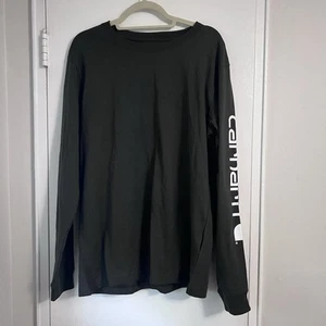 T-shirt Carhartt Loose Fit logo pesante manica lunga marrone - taglia media - Foto 1 di 11