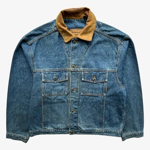 Giacca uomo Timberland blu denim vintage anni 90 collo pelle stampa Looney Tunes - Foto 1 di 10