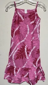 Girls Size 10 Sleeveless Dress Tropical Flowers Pink Made In Hawaii Easy Care - Picture 1 of 7