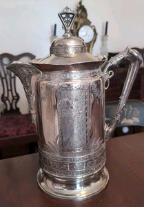Antiker Derby Eis Wasserkrug Viktorianisch Ästhetisch Versilbert Ägyptisch 19Jh - Bild 1 von 21
