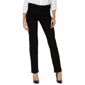 NYDJ Jeans Women Size 10 Black Marilyn Straight Leg Denim Lift Tuck Stretch NWT - Picture 1 of 10