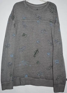 Disney Parks Shirt Women 2XL All Over Print Mickey Donald Dumbo GRAY Long Sleeve - Picture 1 of 22