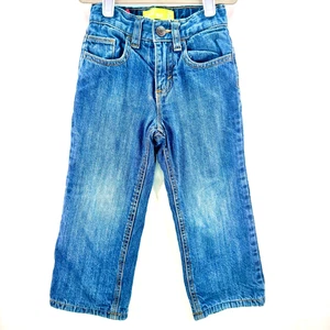 Pantalones de mezclilla forrados de lana azul marino antiguos talla 3T cintura ajustable lavado medio droit recto - Imagen 1 de 7