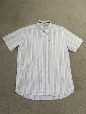 Quicksilver Shirt XL Multi Color Striped Skulls Print All Over Casual Preppy - Image 1 of 4