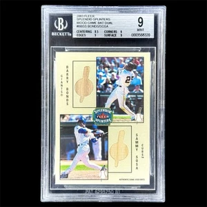 /99 Sammy Sosa Barry Bonds 2003 Fleer Splendid Splinters Wood Game Bat Dual 🔥 - Picture 1 of 3