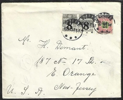 DENMARK 1925 Cover Odense to East Orange New Jersey - Image 1 of 2