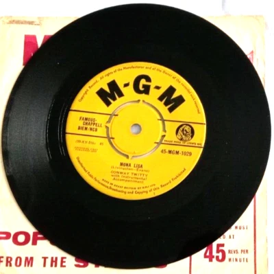 CONWAY TWITTY, MONA LISA, 1959 MGM LABEL, R&R, VINYL VG+, SLEEVE EX. - Image 1 of 2