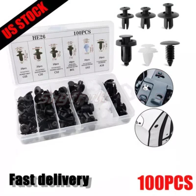 100PCS For Lincoln Car Rivet Push Pin Fastener Retainer Bumper Fender Clips - Изображение 1 из 4