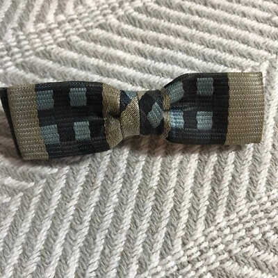 Tan And Blue Ever Grip Junior Geometric Vintage Clip On Bowtie - Image 1 of 3
