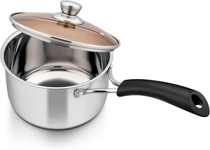 1 Quart Saucepan with Lid, 18/10 Stainless Steel Small Sauce Pan Pot, 1Qt New - Picture 1 of 12