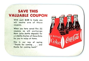 Vintage Coca Cola Bottling Company Soda Pop Trade-In Coupon Card Bottle Carton - Picture 1 of 3