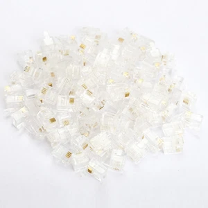 100 Pcs RJ11 6P4C Plug Telephone Connector Transparent for Phone Line Cord *AU - Zdjęcie 1 z 6