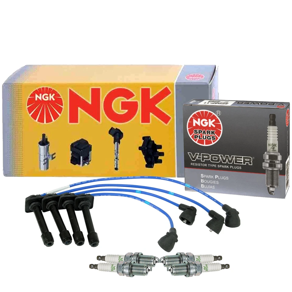 Kit de cables NGK y 4 bujías de alimentación para Mazda 626 DX ES LX 2.0 L4 DOHC 1998-2002 Foto 1 de 1