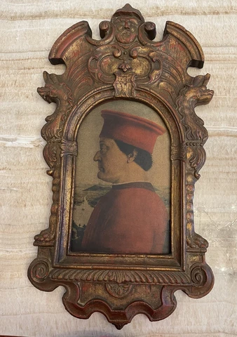 LaBarge Florence Italy Wall Mirror Versace Wood Painting Piero Dell Francesca Cover
