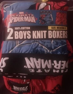 Marvel Ultimate Spider-Man Boys Knit Boxers 2 Pairs Size 8/M - Picture 1 of 2