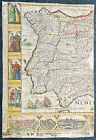 1659 Jan Jansson Antyczna połowa mapy Hiszpanii i Portugalii - rzadka