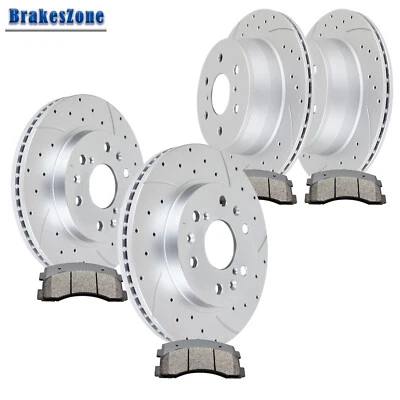 Kit de pastillas de rotores de freno delanteros y traseros para Cadillac Escalade GMC Sierra 1500 perforados Foto 1 de 4