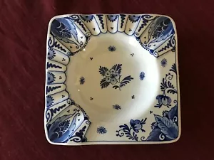 Vintage Royal Delft De Porceleyne Fles quadratischer Aschenbecher (Holland) handbemalt - Bild 1 von 2