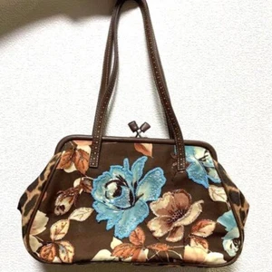 Isabella Fiore Designer Hand Bag Beaded Clasp Flower Loepard 24×20cm - Picture 1 of 11