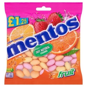 Mentos Chewy Fruit Flavour Sweets  Full Box of 12 Large Bags  Fruity Candy Treat - Picture 1 of 1