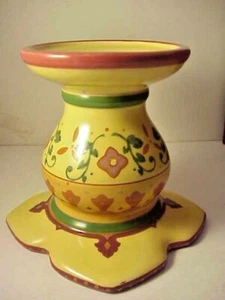 PartyLite Candle Holder Heavy Multicolor Flowers Unique Design Good Condition - Picture 1 of 9