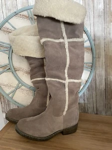 Lavorazione Artigianale Womens Leather Suede Shearling Knee High Boots sz 39 New - Picture 1 of 9
