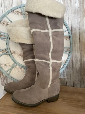 Lavorazione Artigianale Womens Leather Suede Shearling Knee High Boots sz 39 New - Image 1 of 4