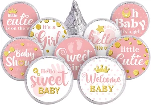 504 Pieces Boy Girl Baby Shower Favors Stickers Mini Kisses Candy Stickers Choco - Picture 1 of 8