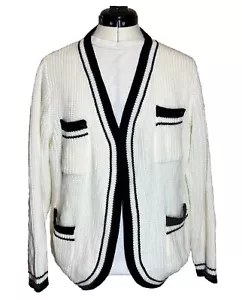 DAZY women open front multi-pocket Long Sleeve Preppy Knit Cardigan Sweater|Sz:L - Picture 1 of 16