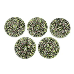 Set sottobicchieri in ceramica 3,5" fatti a mano 5 pezzi grande sottobicchiere floreale grande sottobicchiere - Foto 1 di 3