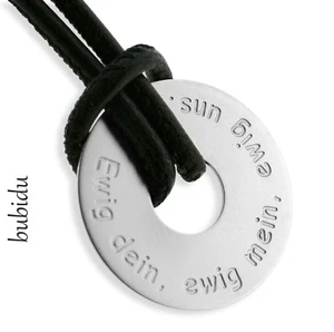 Cadena de hombre grabado anillo colgante plata de ley 925 cuero napa regalo hombre - Imagen 1 de 3