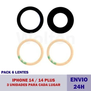LENTE Cristal CAMARA Trasera IPHONE 14 / 14 PLUS CON ADHESIVO 3 Pack envio 24h - Imagen 1 de 1