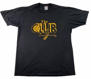 Vintage Las Cruces New Mexico The Club T Shirt Mens Size L Black 1995 Distressed - Picture 1 of 9