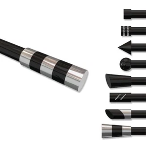 Endstücke für Gardinenstangen 20 mm Ø, Zylinder Bicolor (2 Stück) in Schwarz - Bild 1 von 10