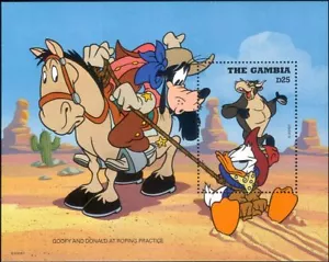 Gambia 1995 Disney/Cowboys/Goofy/Donald/Cattle/Cartoons/Animation 1v m/s ad1009 - Picture 1 of 1